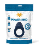 Power Ring Vibrating Cock Ring Blue packaging showcasing soft silicone and 20 vibration speeds.