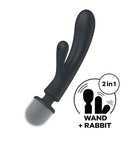 Satisfyer Triple Lover Rabbit and Wand Vibrator showcasing dual stimulation features in sleek design.