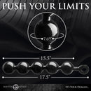Master Series Black Baller Anal Beads showing size details, including individual bead diameter and total length.