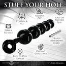 Master Series Black Baller Anal Beads showcasing five large beads for intense stimulation and pleasure.