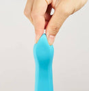 Hand holding the Tenga Iroha Tuki Aonami personal massager in blue color.
