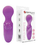 Pretty Love Mini Stick Wand Vibrator Purple with packaging shows compact design and features for targeted pleasure.