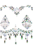 Siren Adhesive Body Jewels Sticker Clear featuring shimmering rhinestones and metal gems, perfect for costumes and parties.