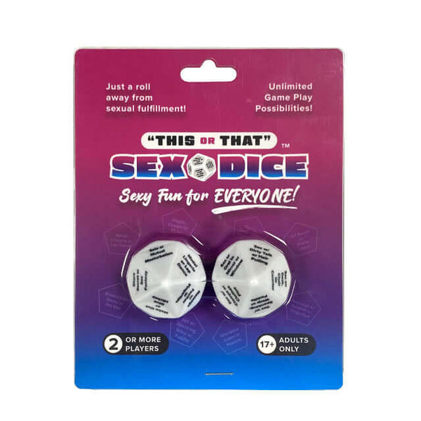 This or That Sex Dice packaging showing playful and adventurous dice for couples.