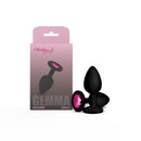 Viben Gemma Pink Gem Black Silicone Anal Plug Small with elegant packaging, featuring a pink gemstone.