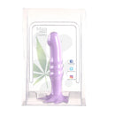 Maia Dazey Cannabis Leaf Silicone Dong Purple in packaging with a pastel purple color and hemp leaf design.