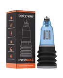 Bathmate Hydromax 3 Water Penis Pump Blue with packaging displayed, showcasing its design and features.