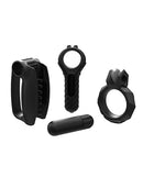 Bathmate Vibe Endurance Kit Black components including vibrating bullet, sleeves, and supportive ring.