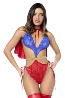 Mapale Super Girl Lace Bodysuit Costume L/XL featuring lace bodysuit with cape and stylish details.