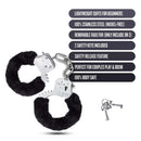 Stylish and comfortable Temptasia Beginner Cuffs with features list, including adjustable design, safety release lever, and included keys.