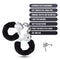 Stylish and comfortable Temptasia Beginner Cuffs with features list, including adjustable design, safety release lever, and included keys.