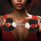 Woman holding Temptasia Beginner Cuffs with safety release lever, showcasing stylish and comfortable BDSM handcuffs.