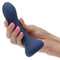 A hand holding the Deep Curve Reverberating Probe Blue, showcasing its ergonomic design and smooth surface.