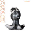 Oxballs Ergo Butt Plug Medium Platinum Swirl with ergonomic kidney-shaped design and striking finish.