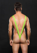 Envy Menswear Slingshot Bodysuit Medium/Large Green showcasing its bold slingshot design on a model.