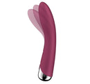 Satisfyer Spinning Vibe 1 Rotating G-Spot Vibrator Red showcasing its sleek design and rotating tip for pleasure.