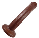 Vixen Slim Vixskin Realistic Curved Dildo 8 inch Chocolate on a white background.