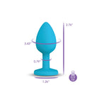 Gemma Clear Iridescent Gem Teal Silicone Anal Plug Small dimensions and weight illustration