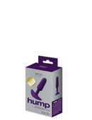 VeDo Hump Silicone Anal Plug 4.25 inch Purple packaging with product details and design features.