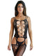 Captivating black bodystocking lingerie featuring alluring design and detailed patterns, perfect for intimate occasions.