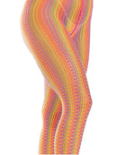 Leg Avenue Rainbow Crochet Net Tights One Size Multicolor showcasing vibrant pastel colors and open crochet design.