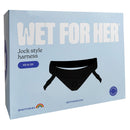WFH Jock Style Strap-On Harness Black Size XS-2X packaging, featuring jock style design and adjustable straps.