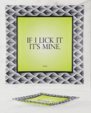 Warm Human If I Lick It It's Mine Glass Trinket Tray with playful design and cheeky phrase.