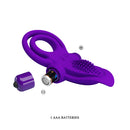 Pretty Love Vibrant Silicone Vibrating Penis Ring Purple with removable bullet and battery compartment.