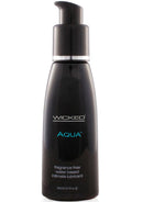 Wicked Aqua Water-based Lubricant 2 Oz in a black pump bottle for a luxurious, smooth experience.