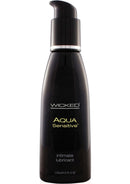 Wicked Aqua Sensitive Lubricant 4 Oz in a sleek bottle, ideal for sensitive skin and providing smooth glide.
