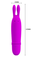 Pretty Love Boyce Silicone Bunny Vibrator Purple dimensions 25MM width, 125MM height, featuring a cute bunny design.