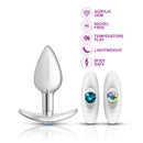 Viben Silver Anchor Buttplug Kit Clear Iridescent and Teal showcasing a metal plug with interchangeable anchor bases and acrylic gemstones.