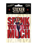 Spank You Very Much Sticker featuring a bold design and cheeky character expression for playful decor.