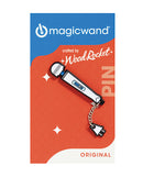 Wood Rocket Magic Wand Original Pin with Chain featuring a colorful design and a chain attachment.