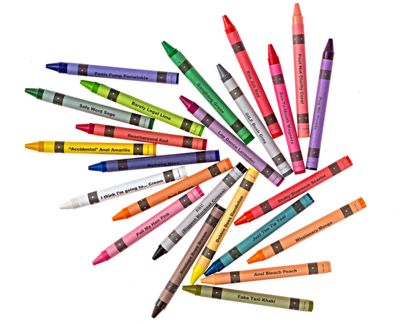 Offensive Crayon Porn Pack featuring colorful adult-themed crayons for party games and gag gifts.