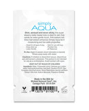 Wicked Sensual Care Simply Aqua Water Based Lubricant 0.1 Oz single-use foil packet ingredients and usage instructions.