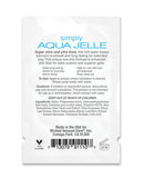 Wicked Sensual Care Simply Aqua Jelle Water Based Lubricant single-serve foil pack with ingredient details.
