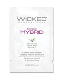 Wicked Sensual Care Simply Hybrid Lubricant .1 Oz single-serve foil pac featuring olive leaf extract.