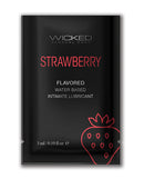 Wicked Sensual Care Waterbased Lubricant 0.1 Oz Strawberry sachet packaging with strawberry design.