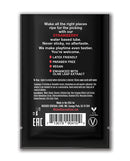 Wicked Sensual Care Waterbased Lubricant 0.1 Oz Strawberry packaging with usage instructions and benefits.
