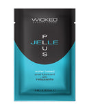 Wicked Sensual Care Jelle Plus Water Based Anal Lube 0.1 Oz packaging featuring a blue and black design.