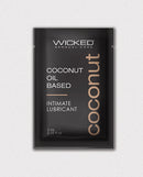 Wicked Sensual Care Coconut Oil Based Lube 0.1 oz intimate lubricant packet with coconut oil formula.