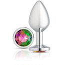 Cloud 9 Gems Silver Chromed Anal Plug Medium with colorful gemstone detail and polished chrome finish.