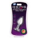 Cloud 9 Gems Silver Chromed Anal Plug Medium in packaging showcasing polished design and multi-colored gem.