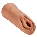 Cloud 9 Double Ended Beaded Stroker Tan displaying a realistic lifelike pussy opening in natural tan color.