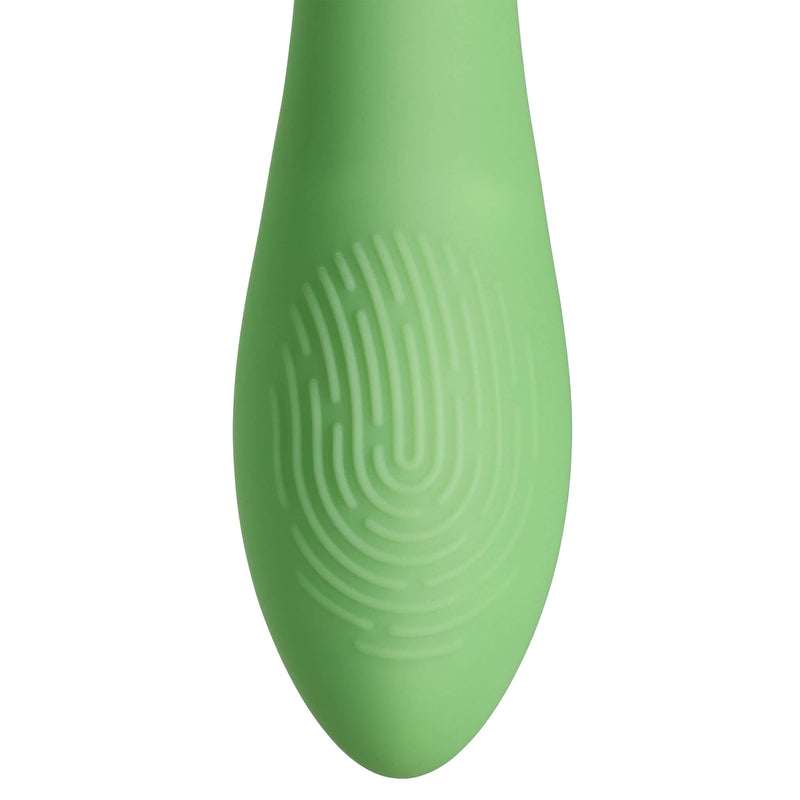 Close-up of Cloud 9 Spathe Lily Vibe in green, showing textured surface for enhanced pleasure and grip.