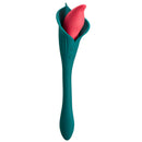 Cloud 9 Spathe Lily Vibe in Two-Tone Green-Blue, dual motor vibrator with fluttering stimulator, inspired by Spathiphyllum flower.