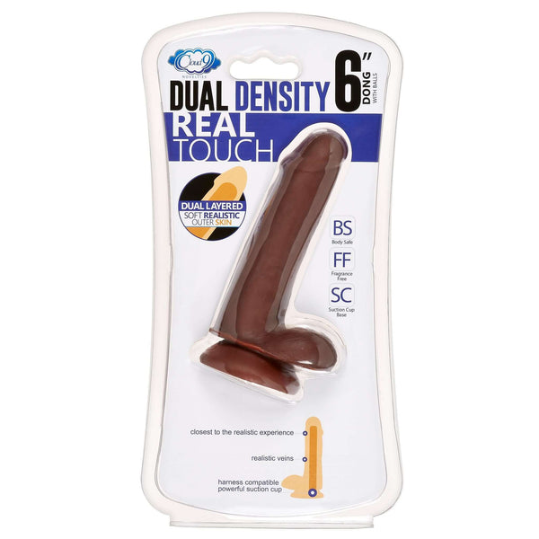 CLOUD 9 DUAL DENSITY DILDO TOUCH 6IN W/ BALLS BROWN-4