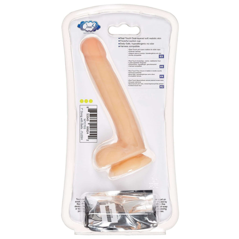 CLOUD 9 DUAL DENSITY DILDO TOUCH 7IN W/ BALLS LIGHT-2
