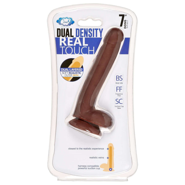 CLOUD 9 DUAL DENSITY DILDO TOUCH 7IN W/ BALLS BROWN-3
